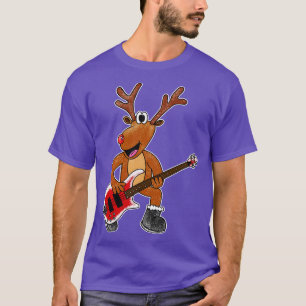 T-shirt Baid de Noël Rudolf The Reindeer Bass Guitare