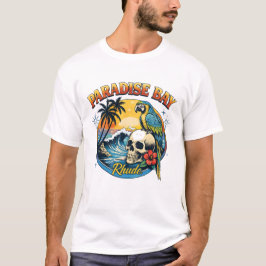 T-shirt Baie Paradisiaque Crâne Tropical Et Perroquet Couc