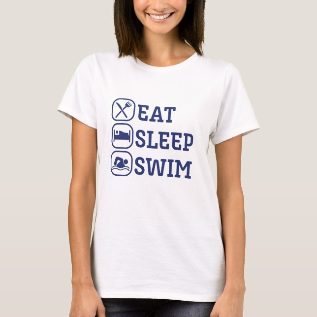 T-shirt Baignade amusante Manger Sleep Swim (Devant)