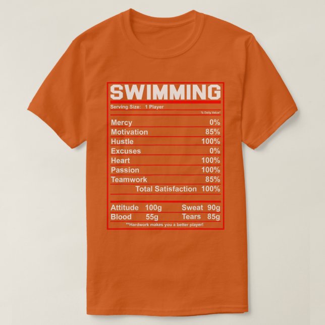 T-shirt Baignade amusante Valeur nutritive Nager (Design devant)