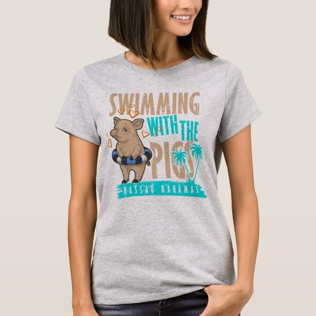 T-shirt Baignade Cochons Bahamas Vacances Bahamas Croisièr (Devant)