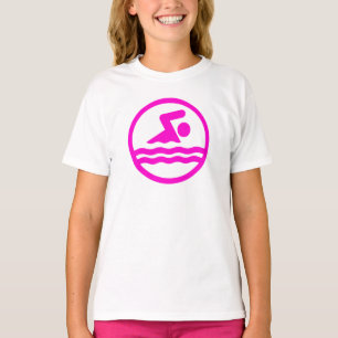 T-shirt Baignade et plongée Cute Swimmer Girls Pink Swim