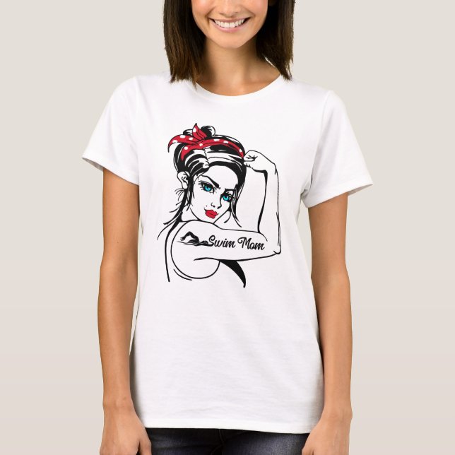 T-shirt Baignade Nage Mère Mère Rosie Le Riveter Pin Up (Devant)