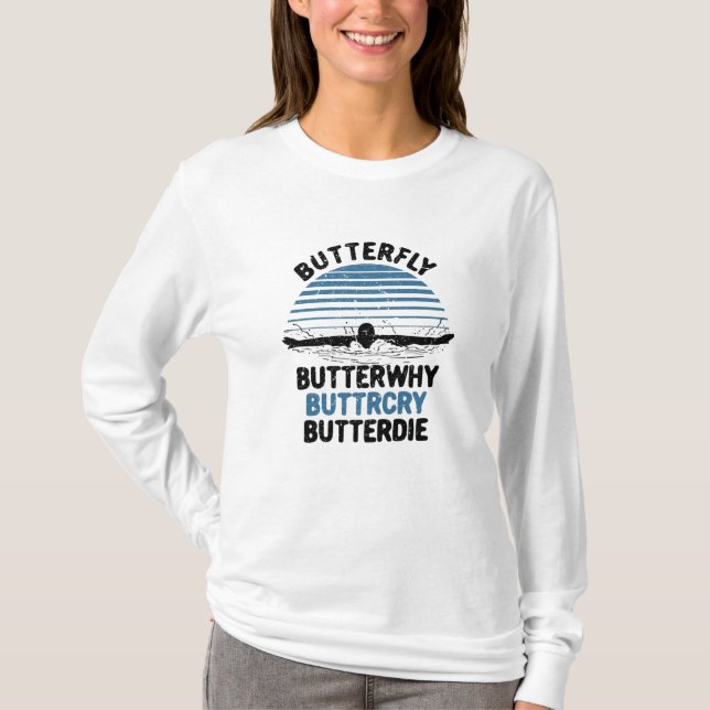 T-shirt Baignade - Papillon pourquoi Cadeau de natation (Devant)