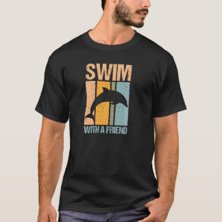 T-shirt Baignade Rétro Avec Un Ami Dauphin Et Pul Dauphin