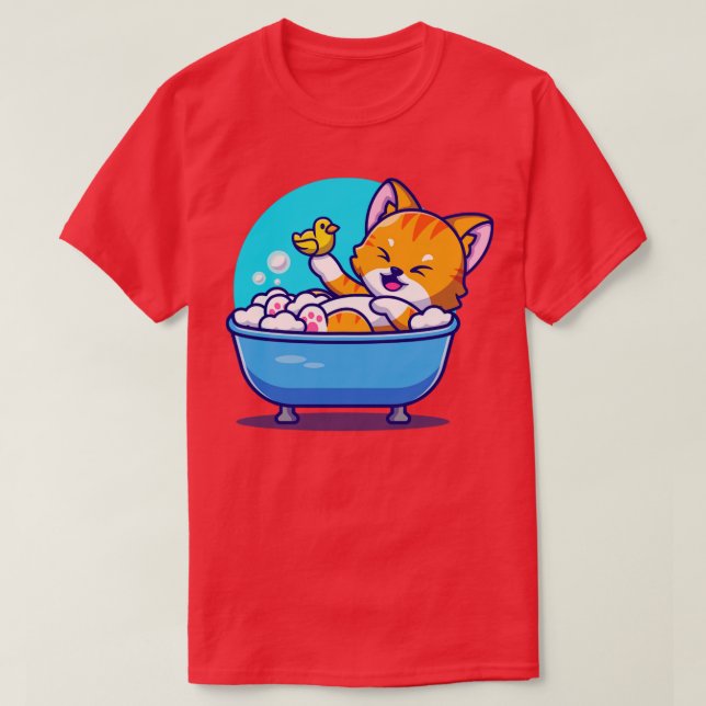 T-shirt Baignoire De Chat Dans La Baignoire Avec Jouets De (Design devant)