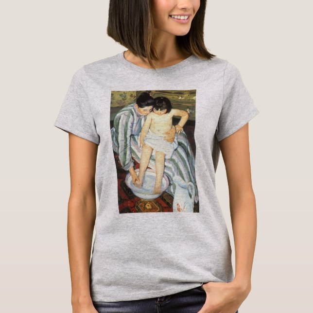 T-shirt Bain d'enfant par Mary Cassatt Impressionnisme Vin (Devant)