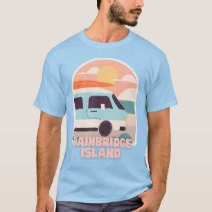 T-shirt Bainbridge Island Beach Retro Pastel Colonnes Sun 