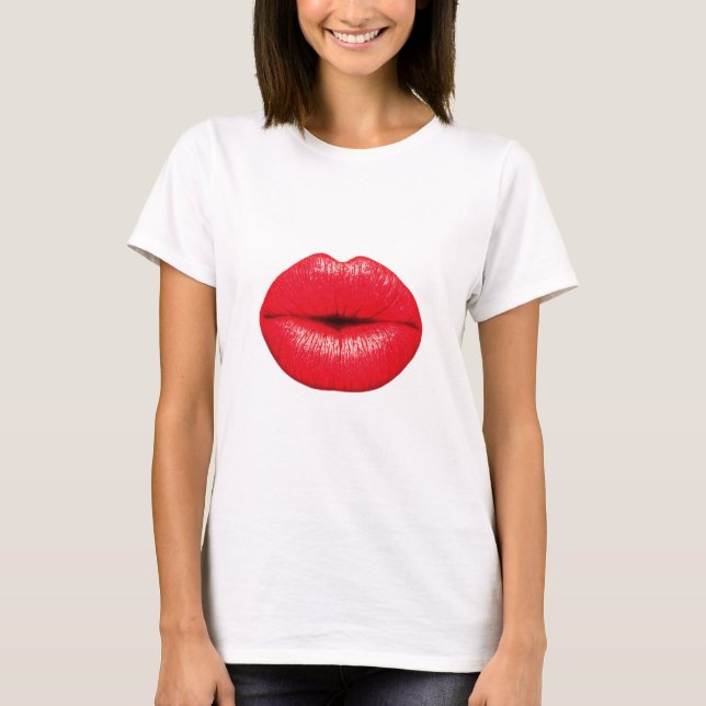 T-shirt Baiser pop art rouge lèvres (Devant)