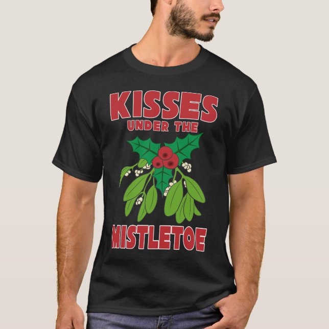 T-shirt Baisers sous Noël de vacances de houx de gui (Devant)