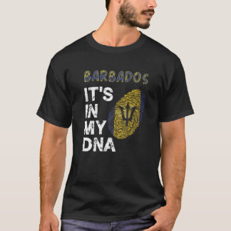 T-shirt Bajan Roots It's In My Dna Fingerprint Drapeau Bar