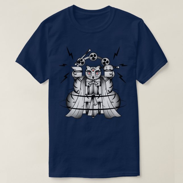 T-shirt Bakeneko avec batterie Raijin Monster japonais Cat (Design devant)