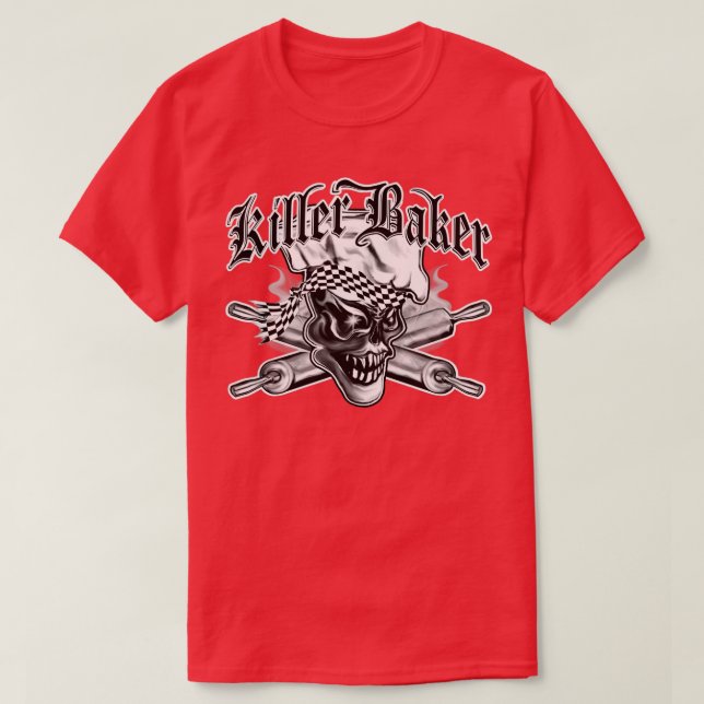 T-shirt Baker Crâne 5 tueur boulanger et broche à rouleaux (Design devant)
