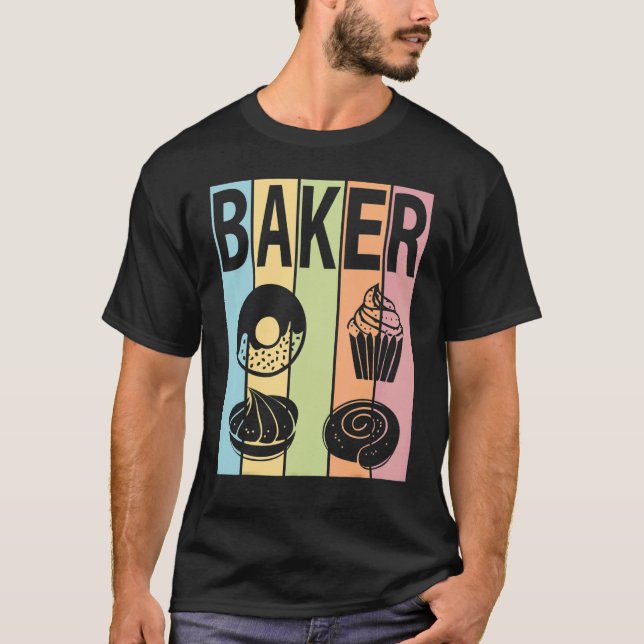 T-SHIRT BAKER PASTEL COLORS DESSERTS PASTRY CHEF BAKING    (Devant)