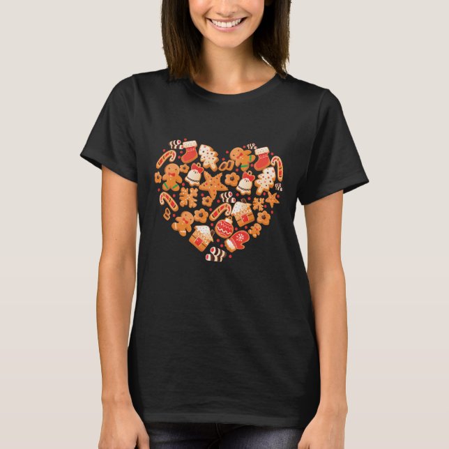 T-shirt Baking Christmas Heart Gingerbread Homme Noël (Devant)