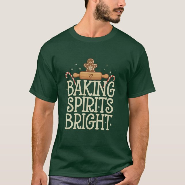 T-shirt Baking Spirits brillant Noël Drôle Noël Baker (Devant)