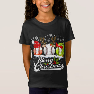 T-Shirt Bal de baseball de Noël Santa Hat Elf Reindeer Amu