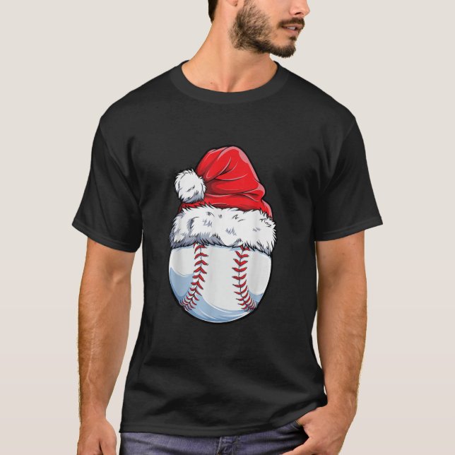 T-shirt Bal de baseball Noël Chapeau drôle Sport Noël (Devant)