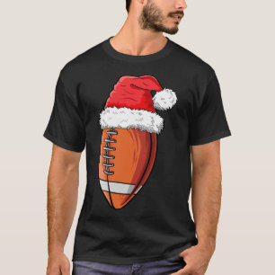 T-shirt Bal de football de Noël Santa Hat Funny Sports Xma