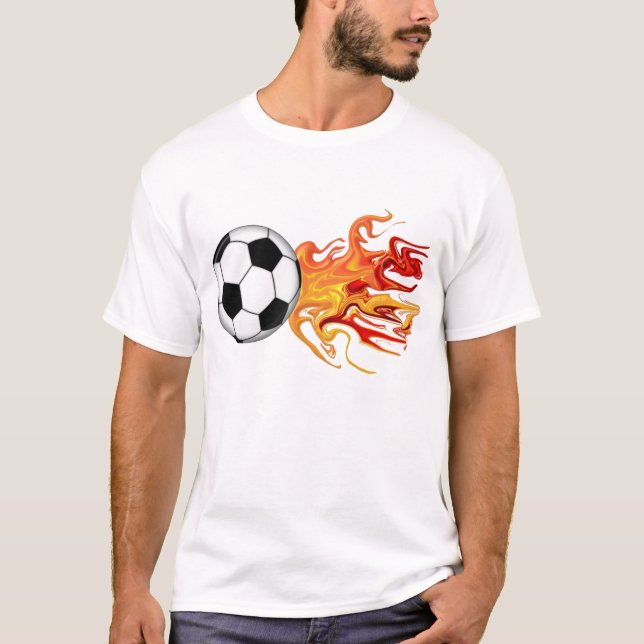 T-shirt Bal de football en feu (Devant)