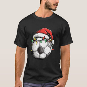 T-shirt Bal de football Noël Chapeau Feux de Noël Feux de