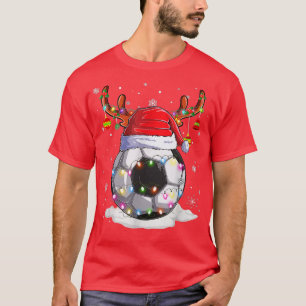 T-shirt Bal de football Santa Hat Reindeer lumières de Noë
