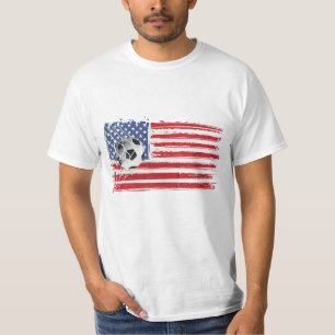 T-shirt Bal De Football Sur Drapeau Américain
