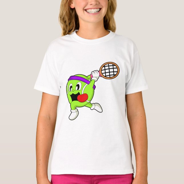 T-shirt Bal de tennis avec raquette de tennis (Devant)