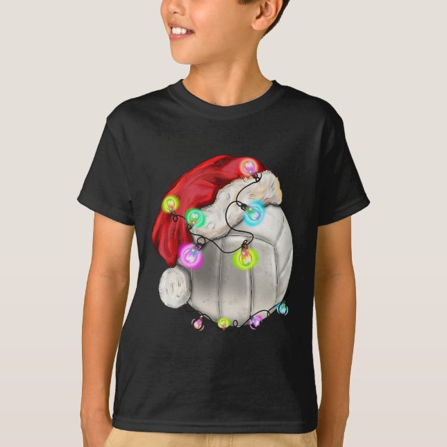 T-shirt Bal de volley-ball avec Santa Hat Christmas Kid Bo (Devant)