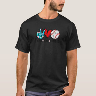 T-shirt Bal Vintage Peace Love Baseball