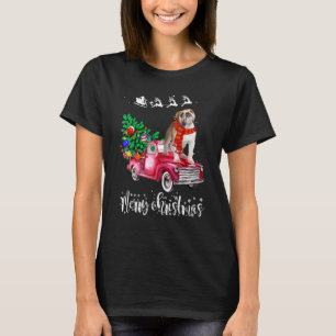 T-shirt Balade de Noël de Buldog en anglais Camion rouge