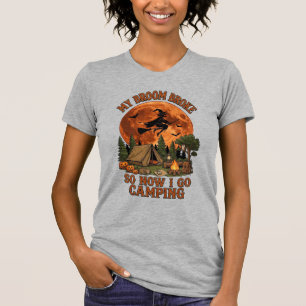 T-shirt Balai Casse Halloween Sorcière Camping Tente Feu d