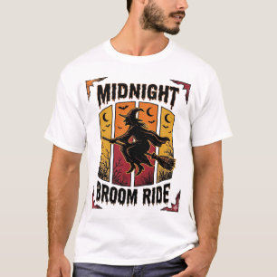 T-shirt Balai de minuit Vintage Sorcière Halloween Graphiq