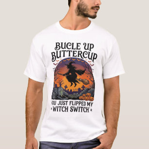 T-shirt Balai d'Halloween Bucle Up Papillon Sorcière Switc