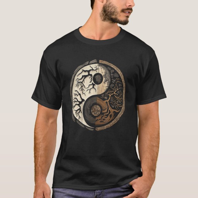 T-shirt Balance and Harmony Yin Yang Symbol Nature Forest (Devant)