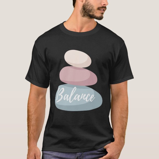 T-shirt Balance Zen Stones Minimalist Design – Mindfulness (Devant)