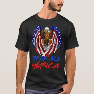 T-shirt Bald Eagle 4 juillet Merica American Flag Patrio