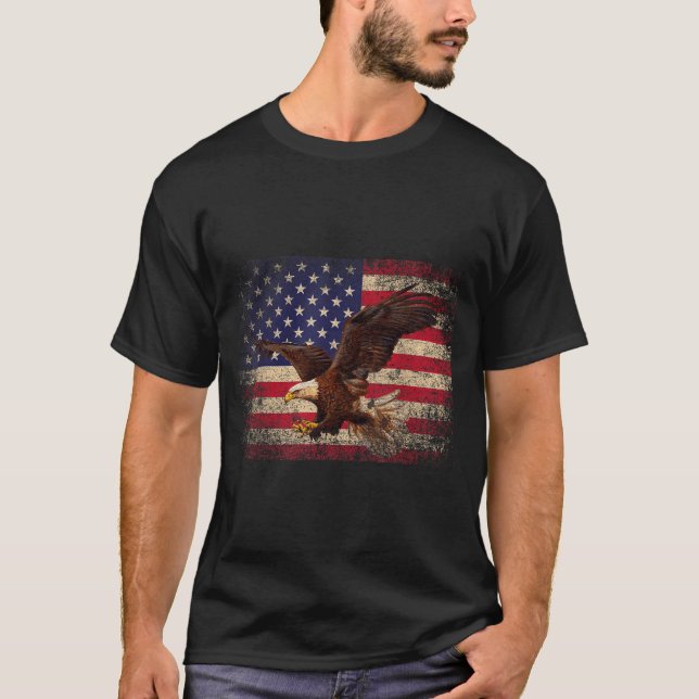 T-shirt Bald Eagle 4th Of July Christmas Gift American Fla (Devant)