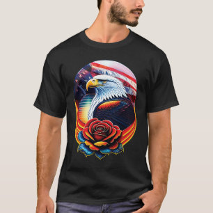 T-shirt Bald Eagle Rose Patriotique 4 juillet USA Amérique
