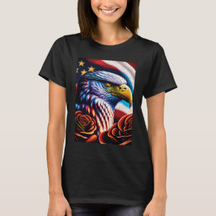T-shirt Bald Eagle Rose Patriotique 4 juillet USA Amérique