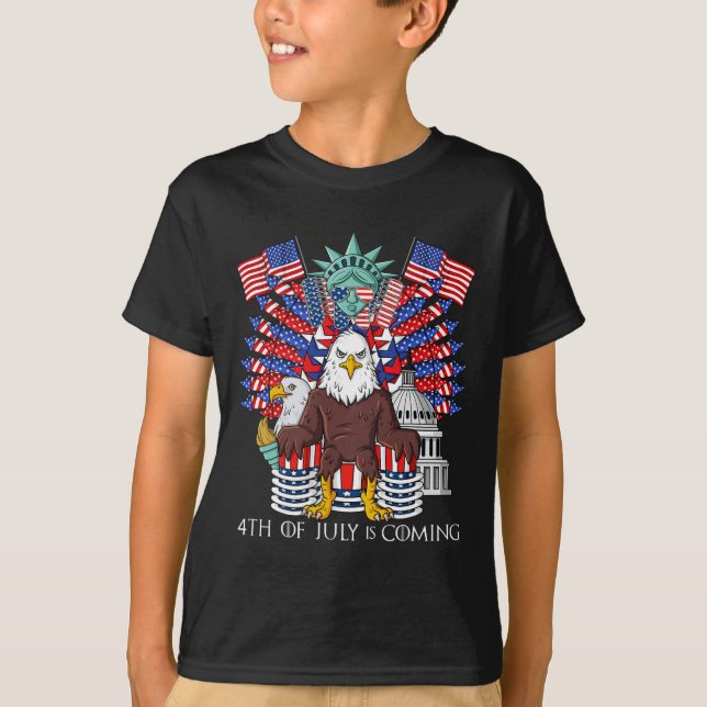 T-shirt Bald Eagle Throne 4 juillet USA Patriotic Boys K (Devant)