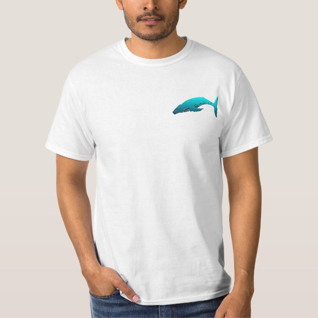 T-shirt Baleine arrière de bosse - bleu (Devant)