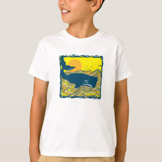 T-shirt baleine au coucher du soleil