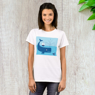 T-shirt Baleine Bleue Et Bateau À Voile Bleu