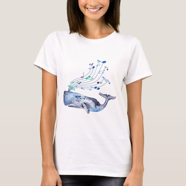T-shirt Baleine bleue musicale de chant (Devant)