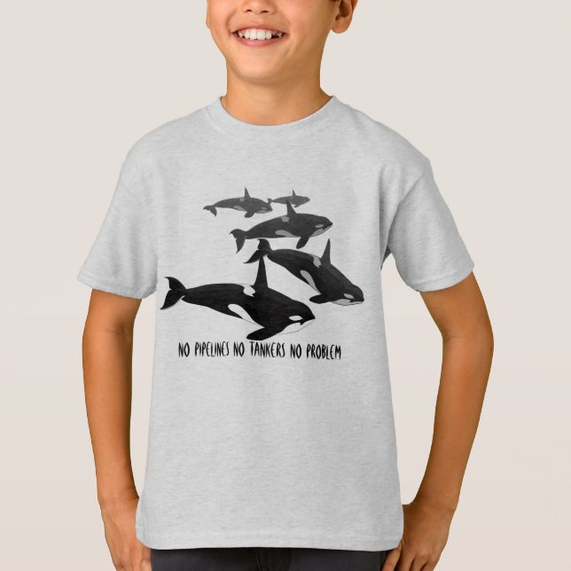 T-shirt baleine Orca pour enfant Pas de pipelines  (Devant)