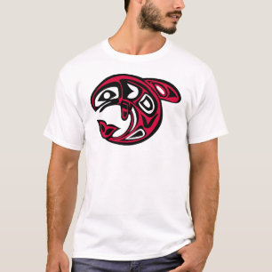 T-shirt Baleine orque amérindienne, rouge vif