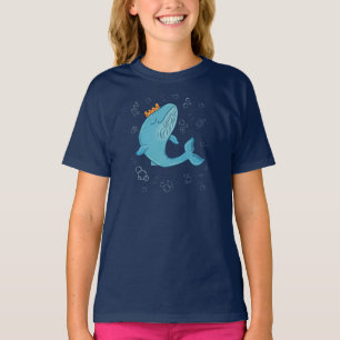 T-shirt Baleine Roi avec Couronne Art Populaire Océaniqu