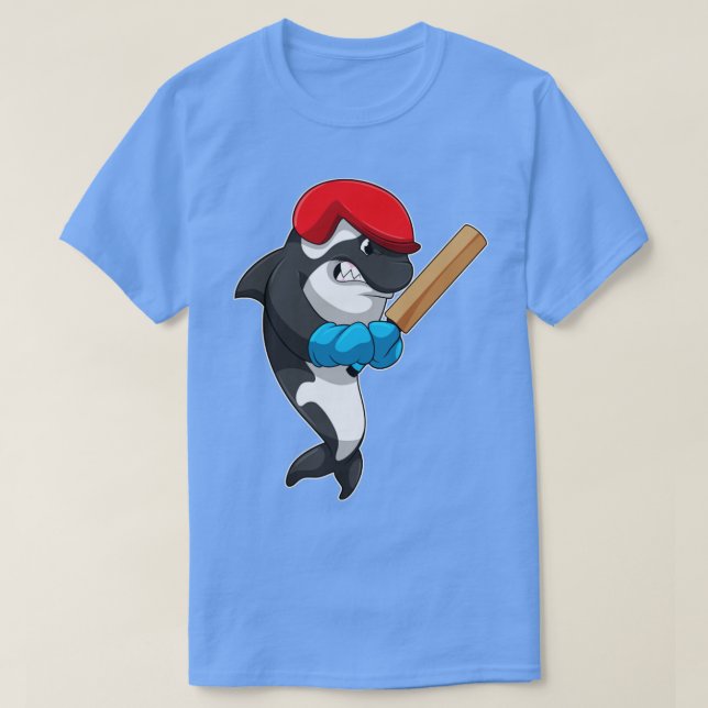 T-shirt Baleine tueuse au cricket avec chauve-souris de cr (Design devant)