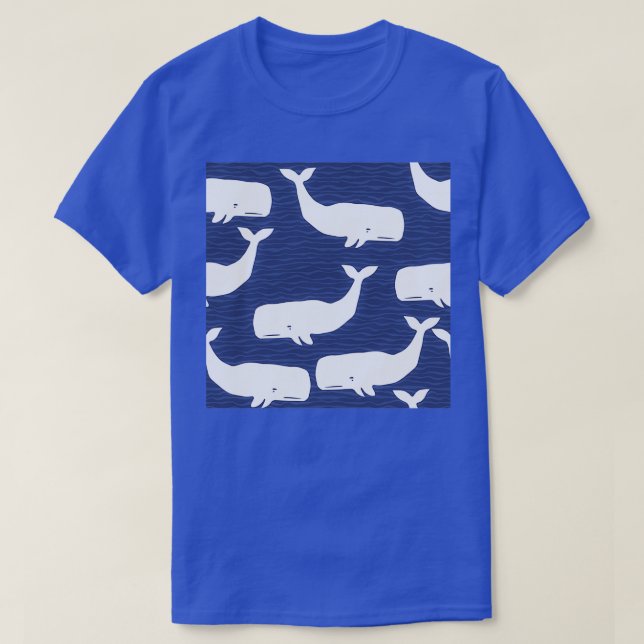 T-shirt Baleines Baleines Bleues et Blanches (Design devant)